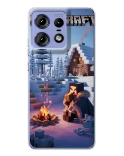 Чехол для Motorola Edge 50 Pro с картинкой «Зимний Minecraft»