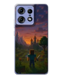 Чехол для Motorola Edge 50 Pro с картинкой «Стив у башни»