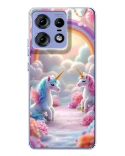 Чехол для Motorola Edge 50 Pro с картинкой «Радуга и единороги» Чехол для Motorola Edge 50 Pro с картинкой «Радуга и единороги»