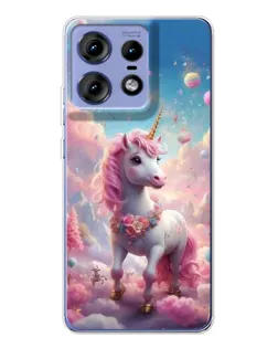 Чехол для Motorola Edge 50 Pro с картинкой «Единорог среди облаков»