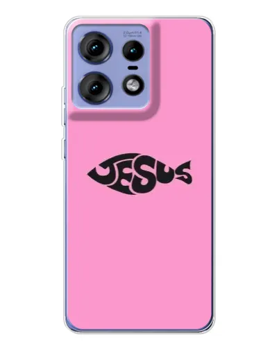 Чехол для Motorola Edge 50 Pro с картинкой «Розовый символ  Jesus»