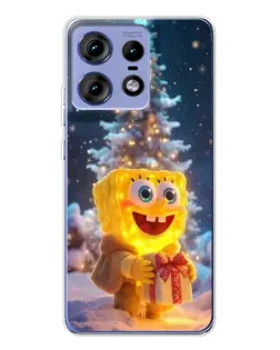 Чехол для Motorola Edge 50 Pro с картинкой «Рождественский Спанч Боб»