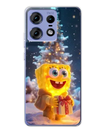 Чехол для Motorola Edge 50 Pro с картинкой «Рождественский Спанч Боб»