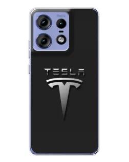 Чехол для Motorola Edge 50 Pro с картинкой «Стальной логотип Tesla» Чехол для Motorola Edge 50 Pro с картинкой «Стальной логотип Tesla»