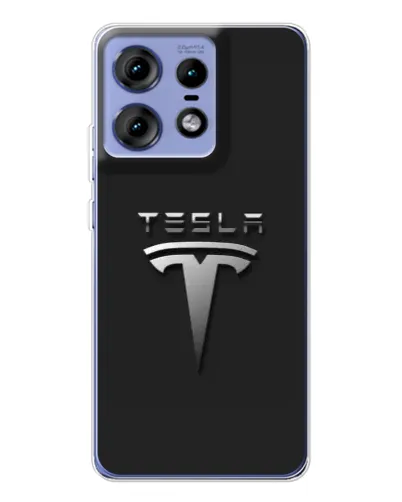 Чехол для Motorola Edge 50 Pro с картинкой «Стальной логотип Tesla» Чехол для Motorola Edge 50 Pro с картинкой «Стальной логотип Tesla»