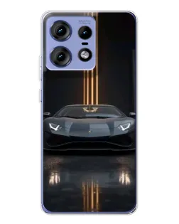 Чехол для Motorola Edge 50 Pro с картинкой «Lamborghini золотые линии»