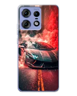 Чехол для Motorola Edge 50 Pro с картинкой «Lamborghini красный дым»