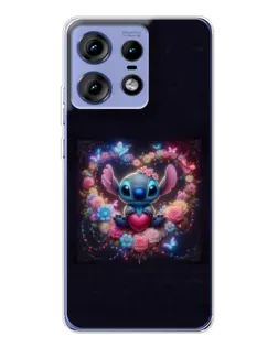 Чехол для Motorola Edge 50 Pro с картинкой «Stitch в цветах»