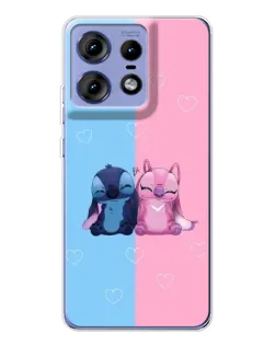 Чехол для Motorola Edge 50 Pro с картинкой «Stitch и Angel Love»