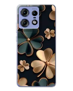 Чехол для Motorola Edge 50 Pro с картинкой «Клевер в золоте»