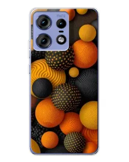Чехол для Motorola Edge 50 Pro с картинкой «Объемные оранжевые сферы»