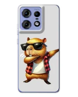 Чехол для Motorola Edge 50 Pro с картинкой «Капибара рэпер даб»