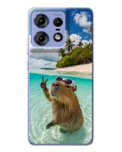 Чехол для Motorola Edge 50 Pro с картинкой «Капибара на море»