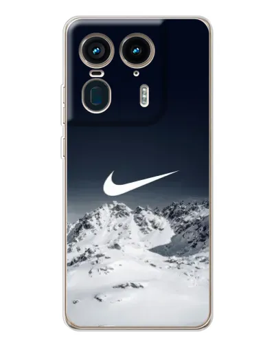 Чехол для Motorola Edge 50 Ultra с картинкой «Nike — зимние горы»