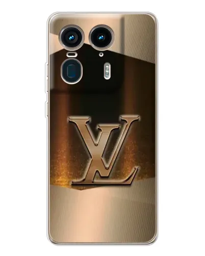 Чехол для Motorola Edge 50 Ultra с картинкой «LV — золотое сияние»