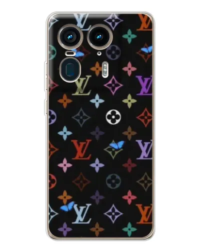 Чехол для Motorola Edge 50 Ultra с картинкой «Цветная монограмма LV»
