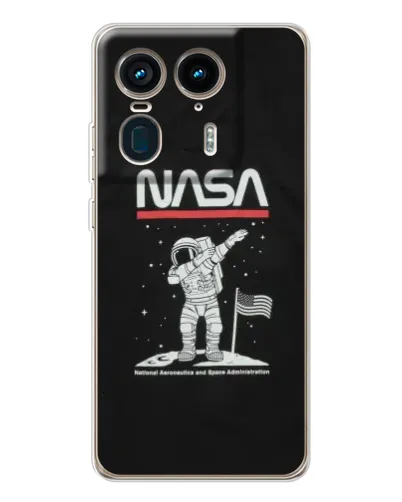 Чехол для Motorola Edge 50 Ultra с картинкой «NASA — шагаем по Луне»