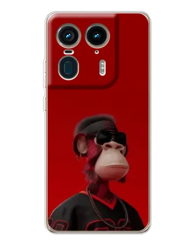 Чехол для Motorola Edge 50 Ultra с картинкой «Bored Ape в красном»