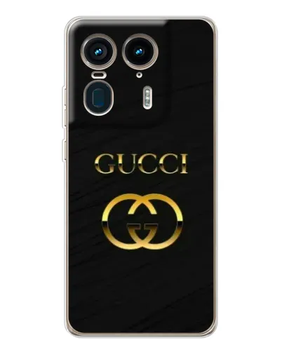 Чехол для Motorola Edge 50 Ultra с картинкой «Золотой логотип Gucci»