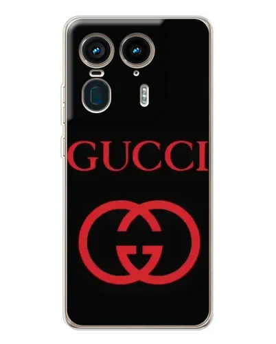 Чехол для Motorola Edge 50 Ultra с картинкой «Gucci — красный логотип»