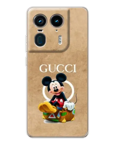 Чехол для Motorola Edge 50 Ultra с картинкой «Микки Маус Gucci — крафт»