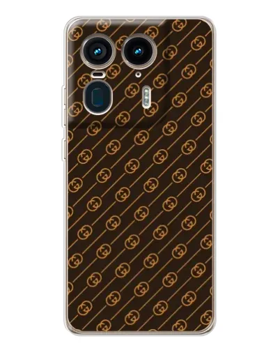 Чехол для Motorola Edge 50 Ultra с картинкой «Gucci — золотые диагонали»