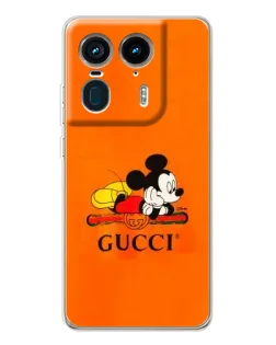 Чехол для Motorola Edge 50 Ultra с картинкой «Микки Маус Gucci — оранж»
