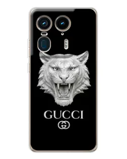 Чехол для Motorola Edge 50 Ultra с картинкой «Gucci — серебряный лев»