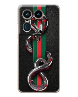 Чехол для Motorola Edge 50 Ultra с картинкой «Gucci — змея на полосе»