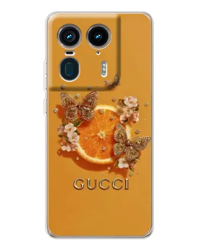 Чехол для Motorola Edge 50 Ultra с картинкой «Gucci — золотые бабочки» Чехол для Motorola Edge 50 Ultra с картинкой «Gucci — золотые бабочки»