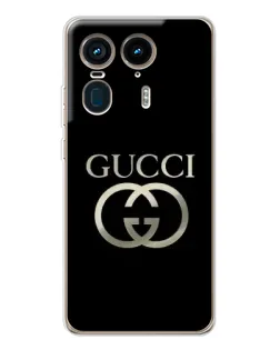 Чехол для Motorola Edge 50 Ultra с картинкой «Gucci — золото на черном»