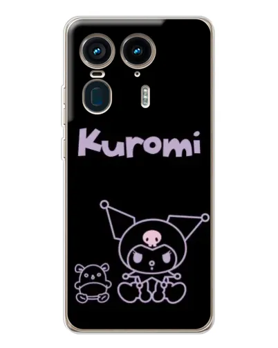 Чехол для Motorola Edge 50 Ultra с картинкой «Kuromi — черный минимализм»