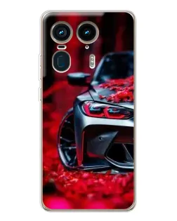 Чехол для Motorola Edge 50 Ultra с картинкой «Спортивная BMW и цветы» Чехол для Motorola Edge 50 Ultra с картинкой «Спортивная BMW и цветы»