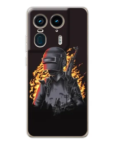 Чехол для Motorola Edge 50 Ultra с картинкой «PUBG — огненный силуэт»