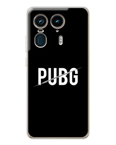 Чехол для Motorola Edge 50 Ultra с картинкой «PUBG — белый логотип»