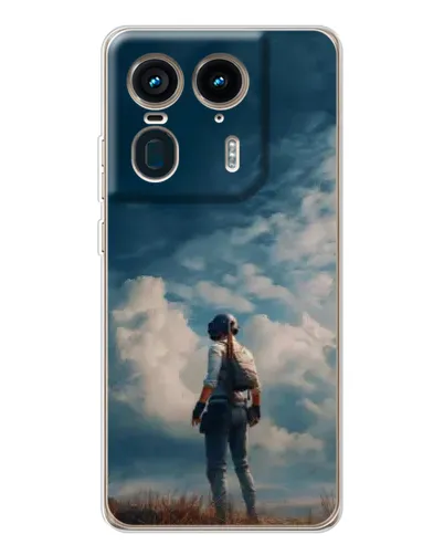 Чехол для Motorola Edge 50 Ultra с картинкой «Герой PUBG на скале»