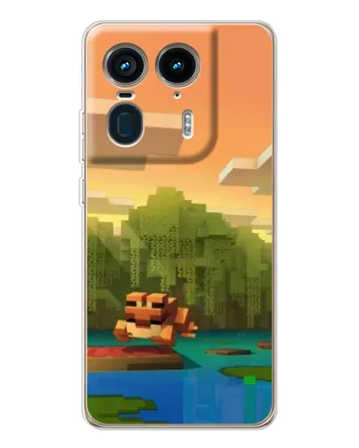 Чехол для Motorola Edge 50 Ultra с картинкой «Майнкрафт закат солнца»