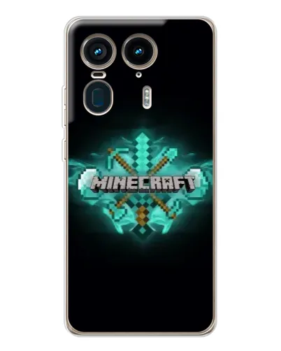 Чехол для Motorola Edge 50 Ultra с картинкой «Minecraft Diamond лого»