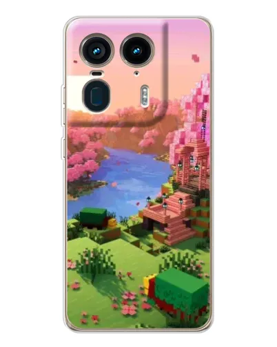 Чехол для Motorola Edge 50 Ultra с картинкой «Розовое дерево Minecraft»