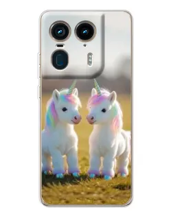 Чехол для Motorola Edge 50 Ultra с картинкой «Пара единорогов»