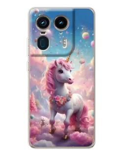 Чехол для Motorola Edge 50 Ultra с картинкой «Единорог среди облаков»