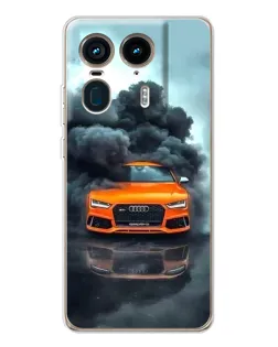 Чехол для Motorola Edge 50 Ultra с картинкой «Audi в облаках дыма»