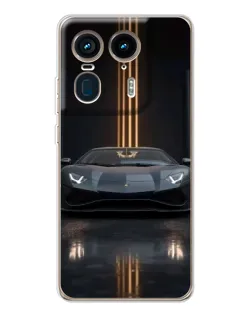 Чехол для Motorola Edge 50 Ultra с картинкой «Lamborghini золотые линии»