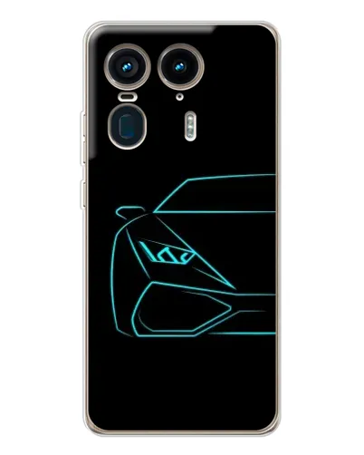 Чехол для Motorola Edge 50 Ultra с картинкой «Голубой силуэт Lamborghini»