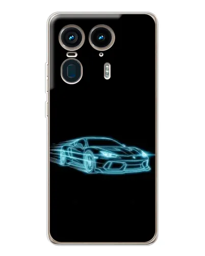 Чехол для Motorola Edge 50 Ultra с картинкой «Неоновый контур Lamborghini»