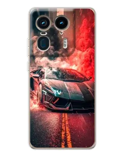 Чехол для Motorola Edge 50 Ultra с картинкой «Lamborghini красный дым»
