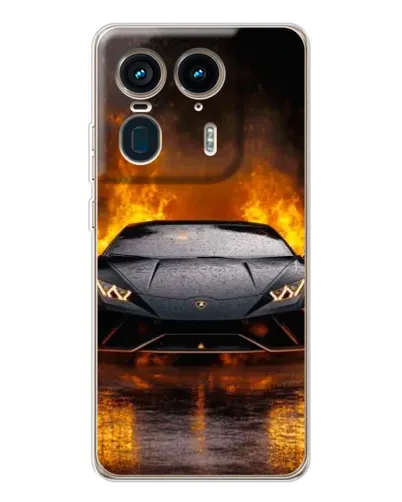 Чехол для Motorola Edge 50 Ultra с картинкой «Lamborghini в огне»