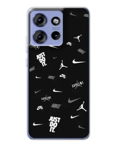 Чохол для Motorola Edge 50 з картинкою «Nike Black Pattern»