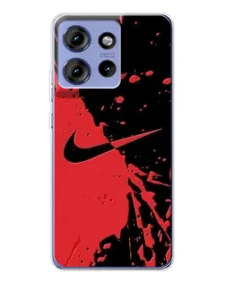 Чохол для Motorola Edge 50 з картинкою «Червоні бризки Nike» Чохол для Motorola Edge 50 з картинкою «Червоні бризки Nike»