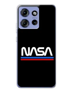Чохол для Motorola Edge 50 з картинкою «NASA — класика Red Blue» Чохол для Motorola Edge 50 з картинкою «NASA — класика Red Blue»